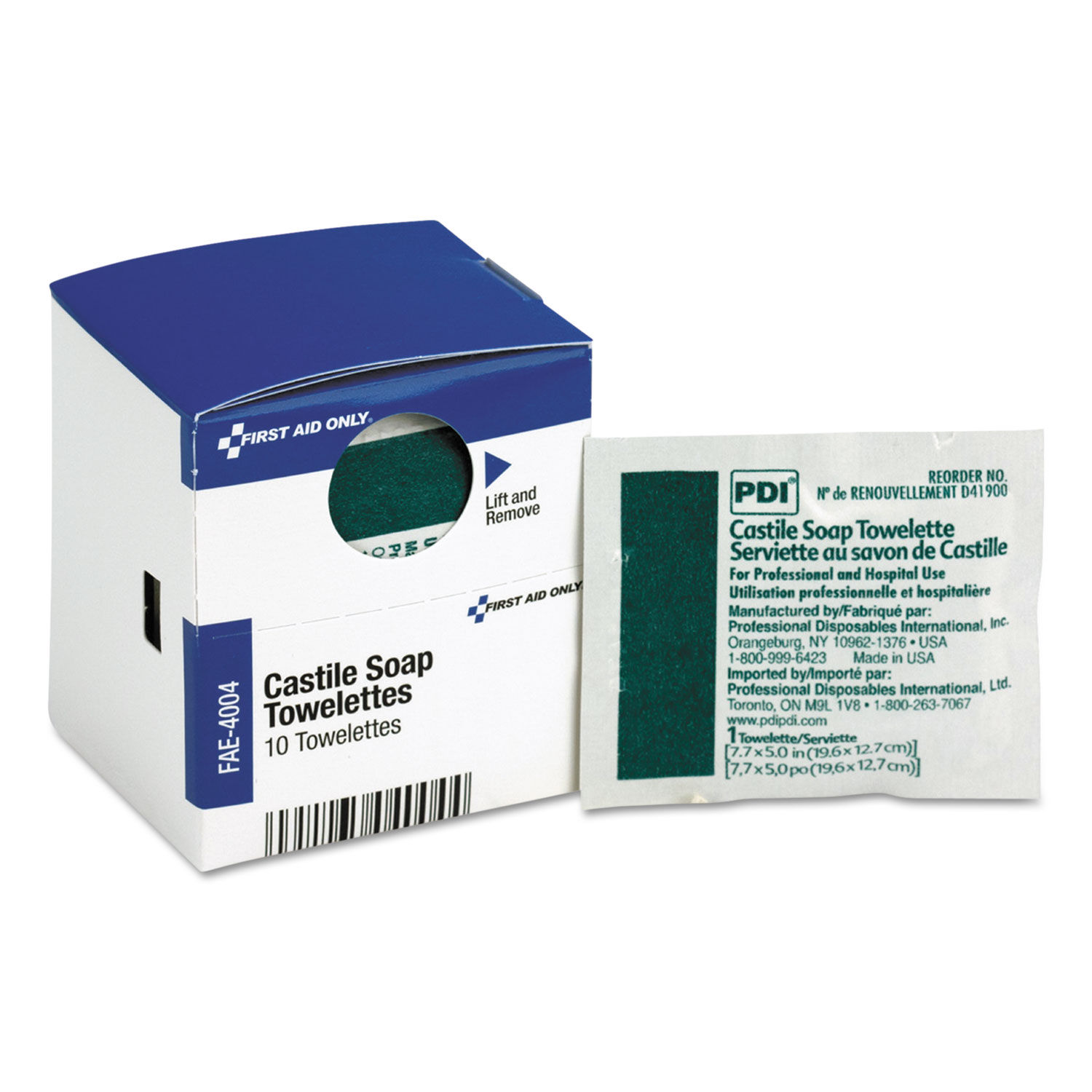 SmartCompliance Castile Soap Towelettes by First Aid Onlyandtrade; FAOFAE4004