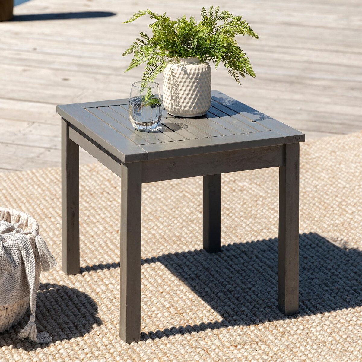 Ultimate Patio Horizon Way 20 Inch Square Acacia Patio End Table