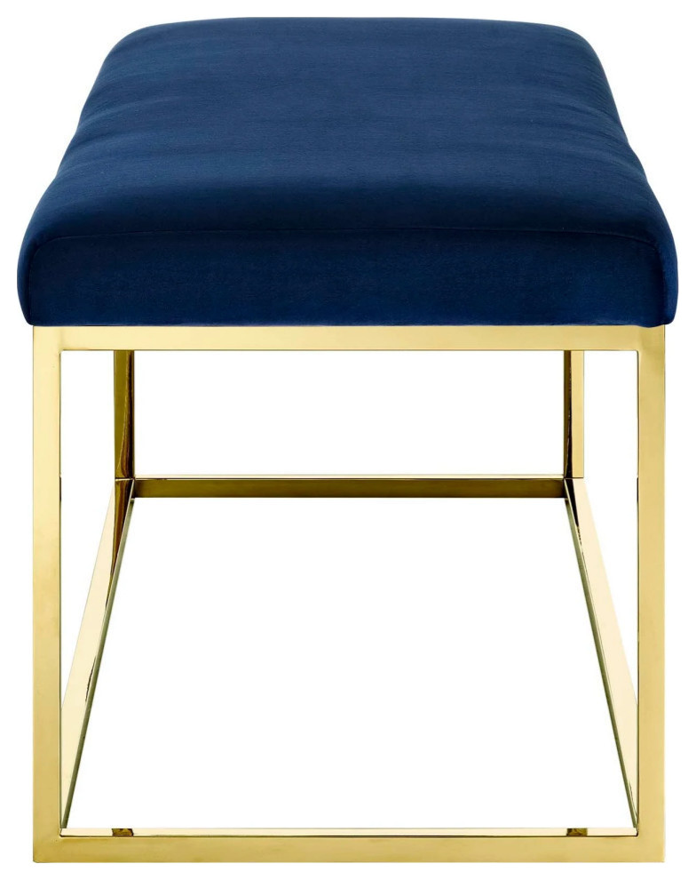 Tasha Navy Fabric Bench   Modern   Armchairs And Accent Chairs   by Rustic Home Furniture Deco  Houzz