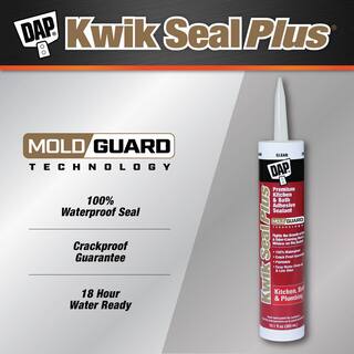 DAP Kwik Seal Plus 10.1 oz. White Premium Kitchen and Bath Siliconized Caulk 18510