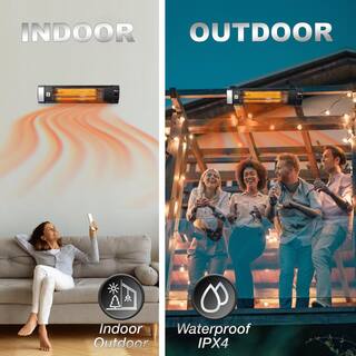 Dr Infrared Heater 1500-Watt Electric Carbon Infrared Space Heater Indoor Outdoor Patio Garage Wall or Ceiling Mount with Remote Black DR-238