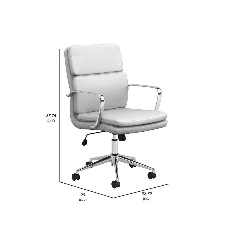 Leatherette Office Chair with Top Panel Padded Back， Gray