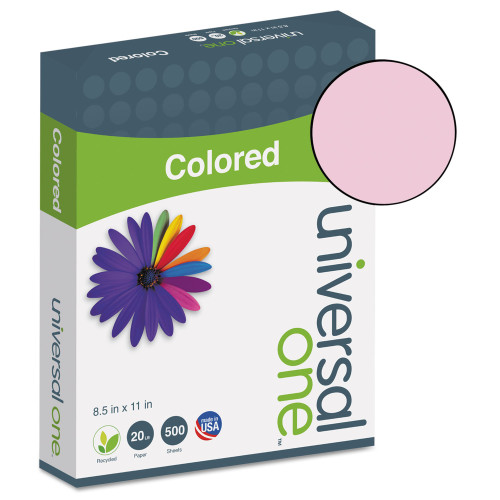 Universal Deluxe Colored Paper， 20lb， 8.5 x 11， Pink， 500/Ream (11204)