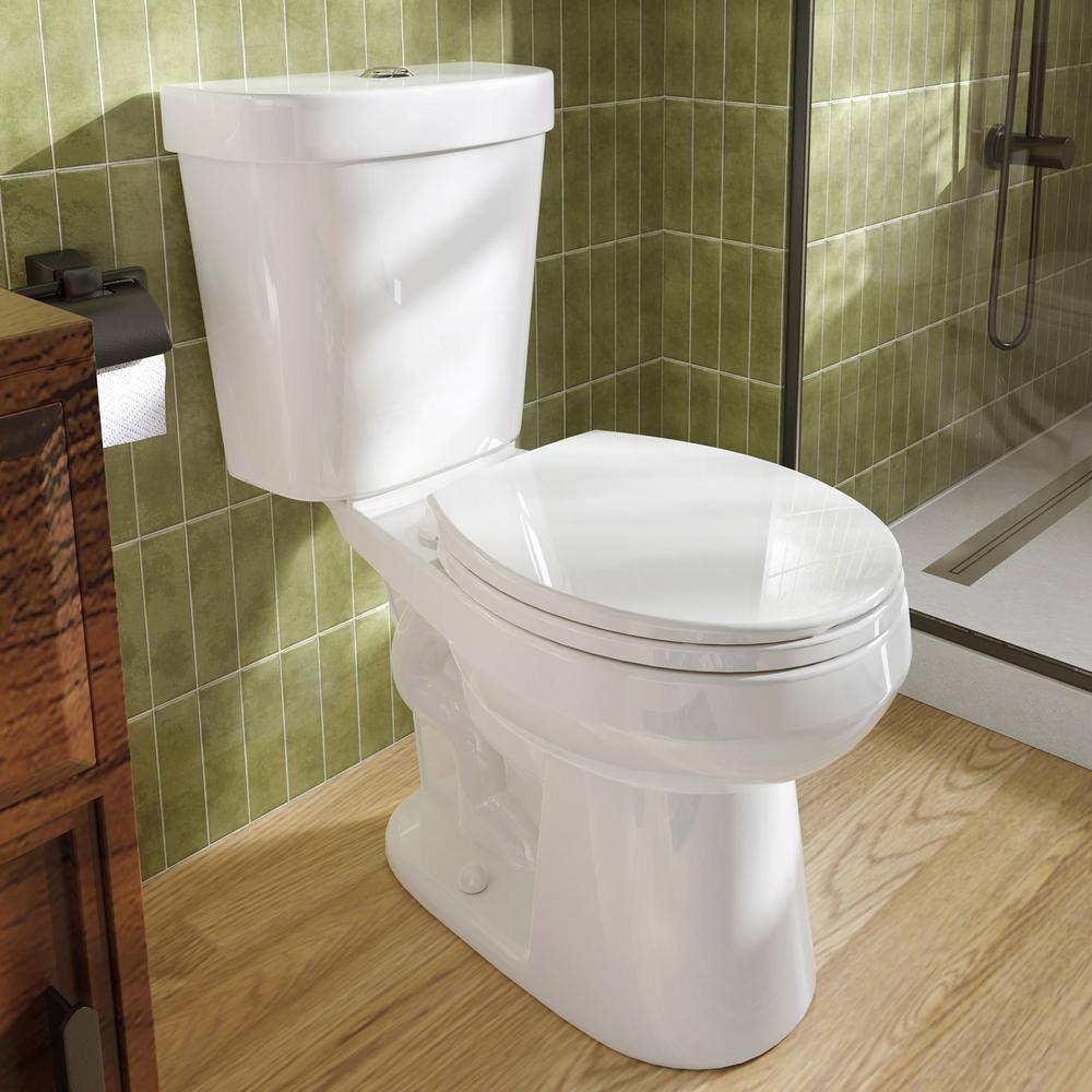 HOROW Tall Height 2-piece High-Efficiency 1.28 GPF Dual Flush Round Toilet in. White Seat Included HR-TRD02