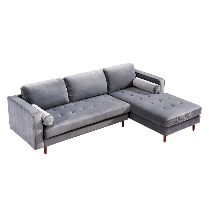 Como Grey Velvet Sectional RAF