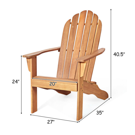 Costway 08521679 Wooden Outdoor Lounge Chair with ...