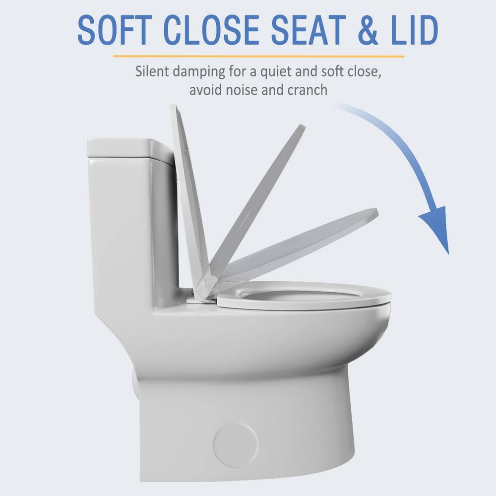 INSTER 1piece 127 GPF Side Lever Handle Single Flush Elongated Toilet in White Include Seat and Lid and Bidet Sprayer