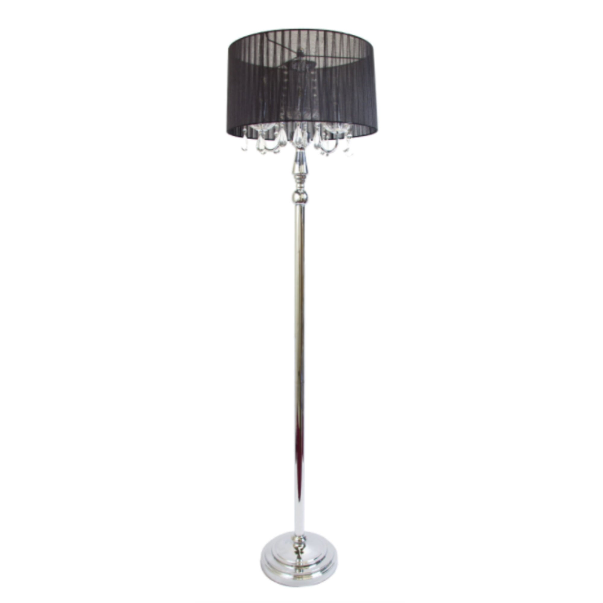 Elegant Designs Trendy Romantic Sheer Shade Floor Lamp with Hanging Crystals