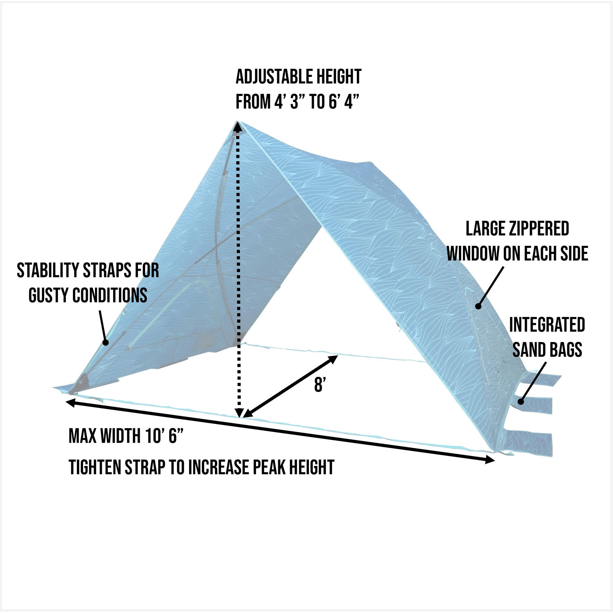 Lightspeed Outdoors A-Shade Adjustable Beach Tent with UV Protection， Blue