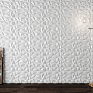 Art3d Diamond Embossed Pattern 19.7 in. x 19.7 in. PVC 3D Wall Panel in White for Interior Decor (12-Panels) A10hd047WTP12