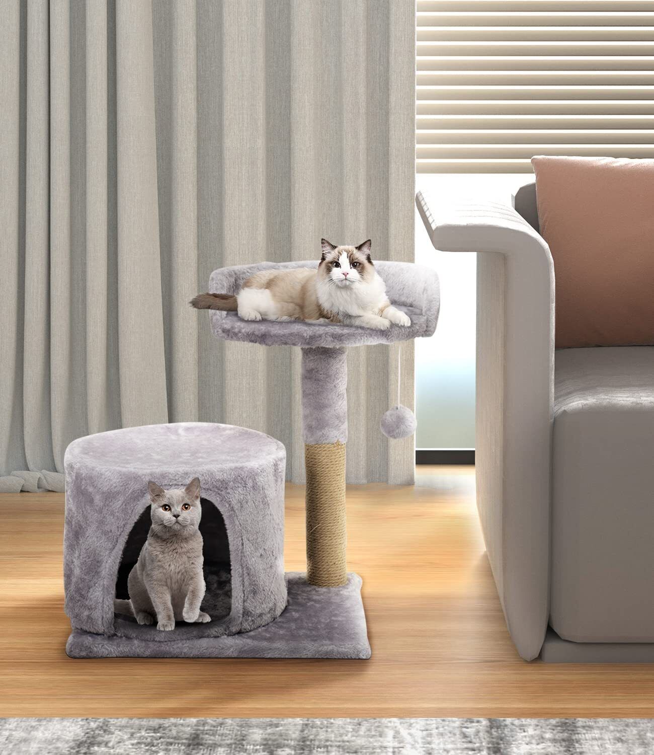 Cat Tree Tower with Plush， Cat Condo with Scratching Post for Small Cats L 20