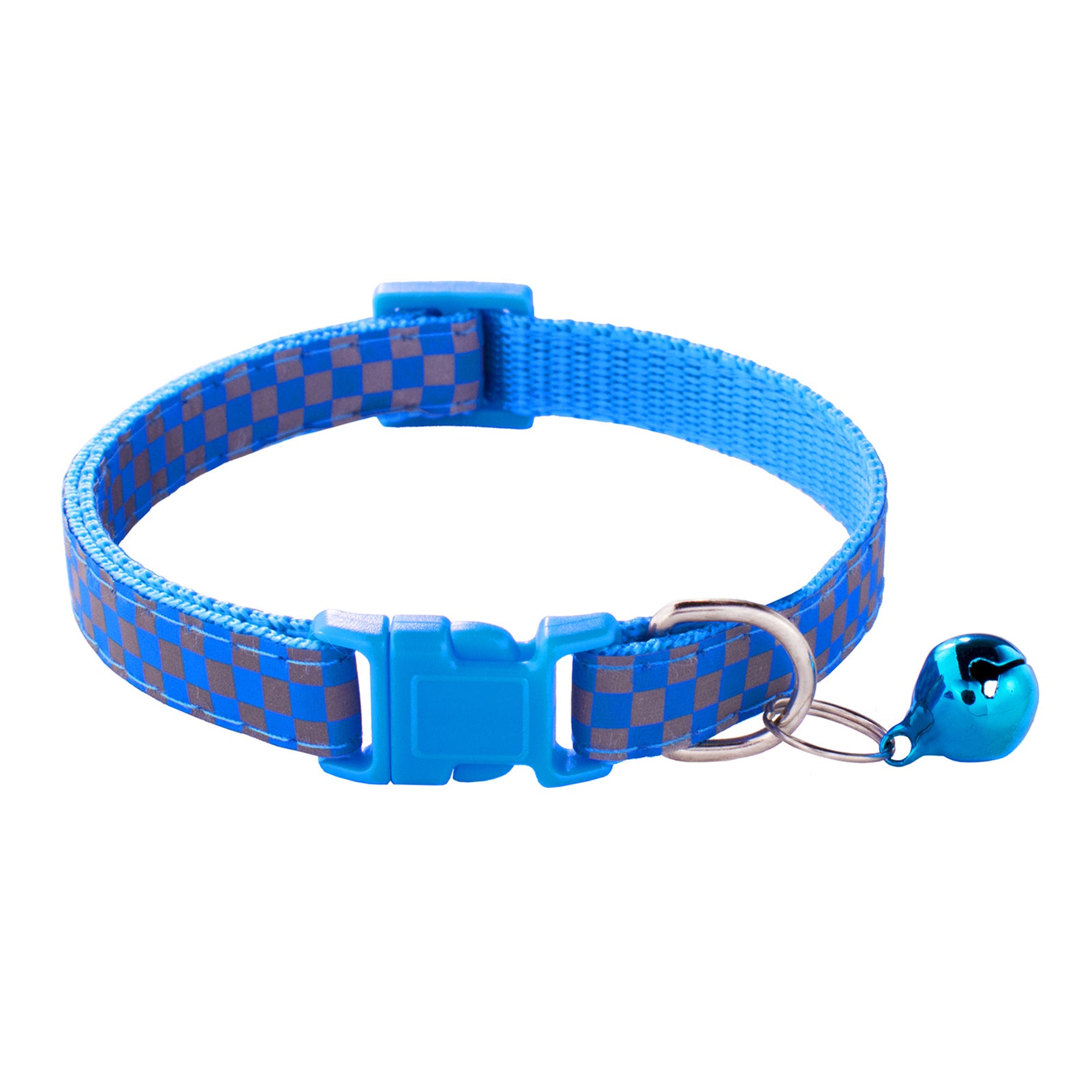 CHBORLESS 3 Pcs Nylon Reflective Cat Collar with Bell Adjustable Kitten Puppy Collars，Sky Blue