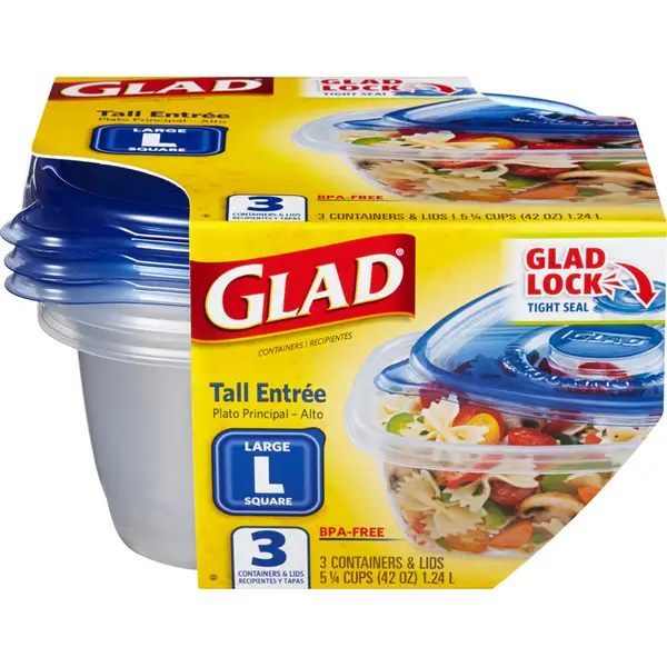 Glad 42 oz 3-Count Gladware Tall Entree Container