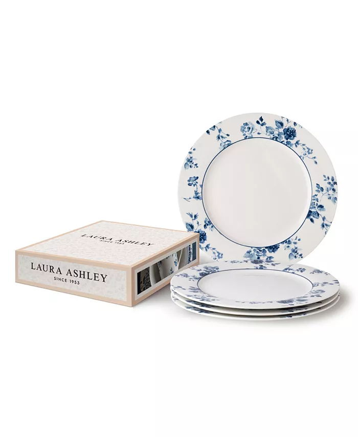 Laura Ashley Blueprint Collectables China Rose Plates in Gift Box Set of 4