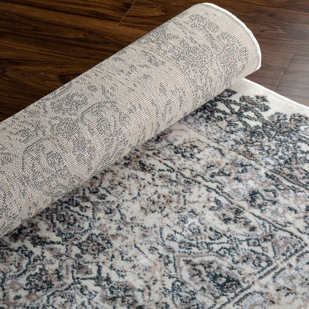 Modern Distressed Oriental Medallion Indoor Area Rug Or Runner By Blue Nile Mills