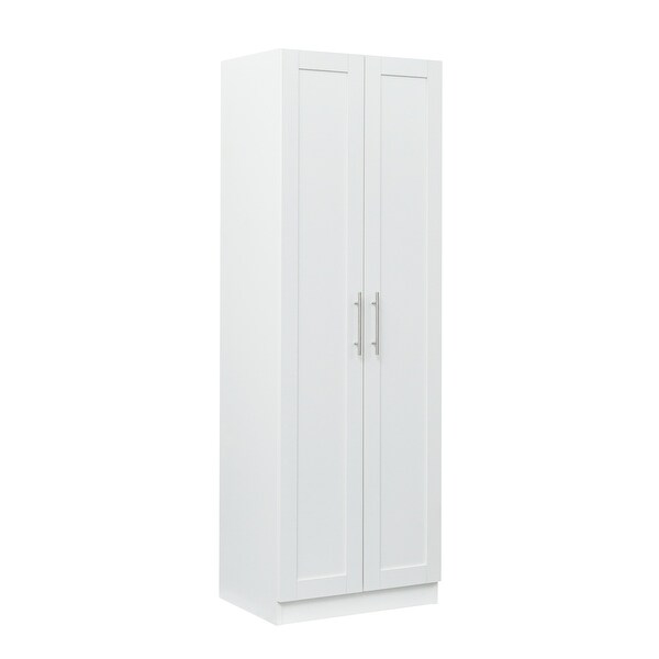 Wood High Wardrobe Cabinet with 4 Storage Spaces and 2 Doors - - 36394683