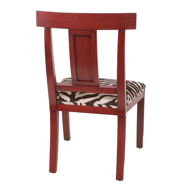 Dann Foley - Wooden Dining Chair - Cherry Wood Finish - Brown and White Zebra Patterned Fabric Seat