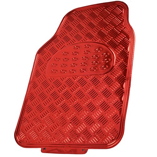 BDK Universal Fit 4-Piece Metallic Design Car Floor Mat - Heavy Duty Protection Full Set