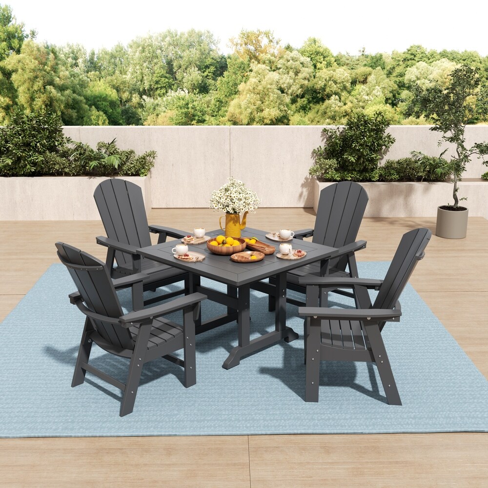 Laguna 5 Piece Square Poly Eco Friendly  Weather Outdoor Dining Set with Armchairs