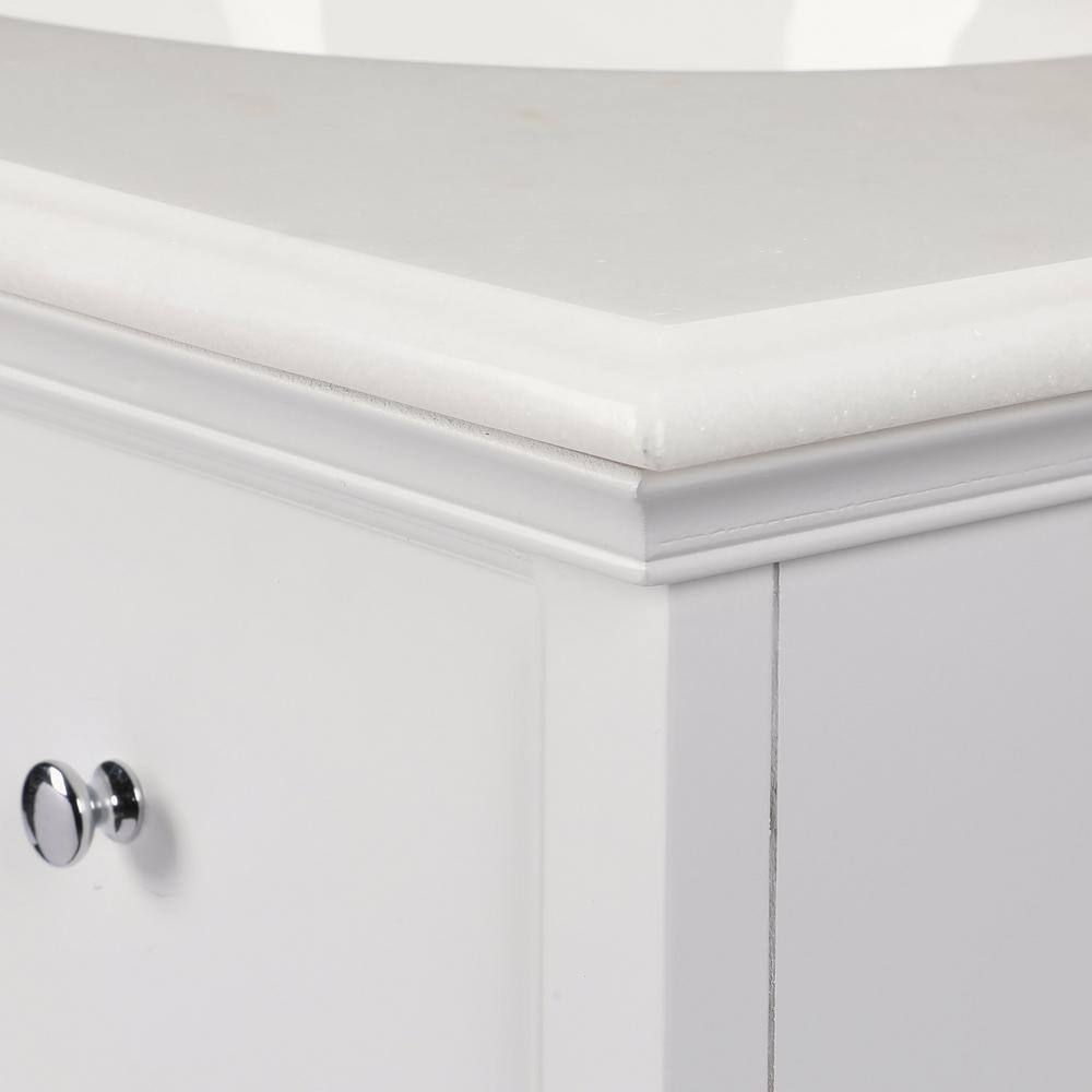 Home Decorators Collection Hampton Harbor 28 in. W x 22 in. D Bath Vanity in White with Natural Marble Vanity Top in White BF-22267-WH