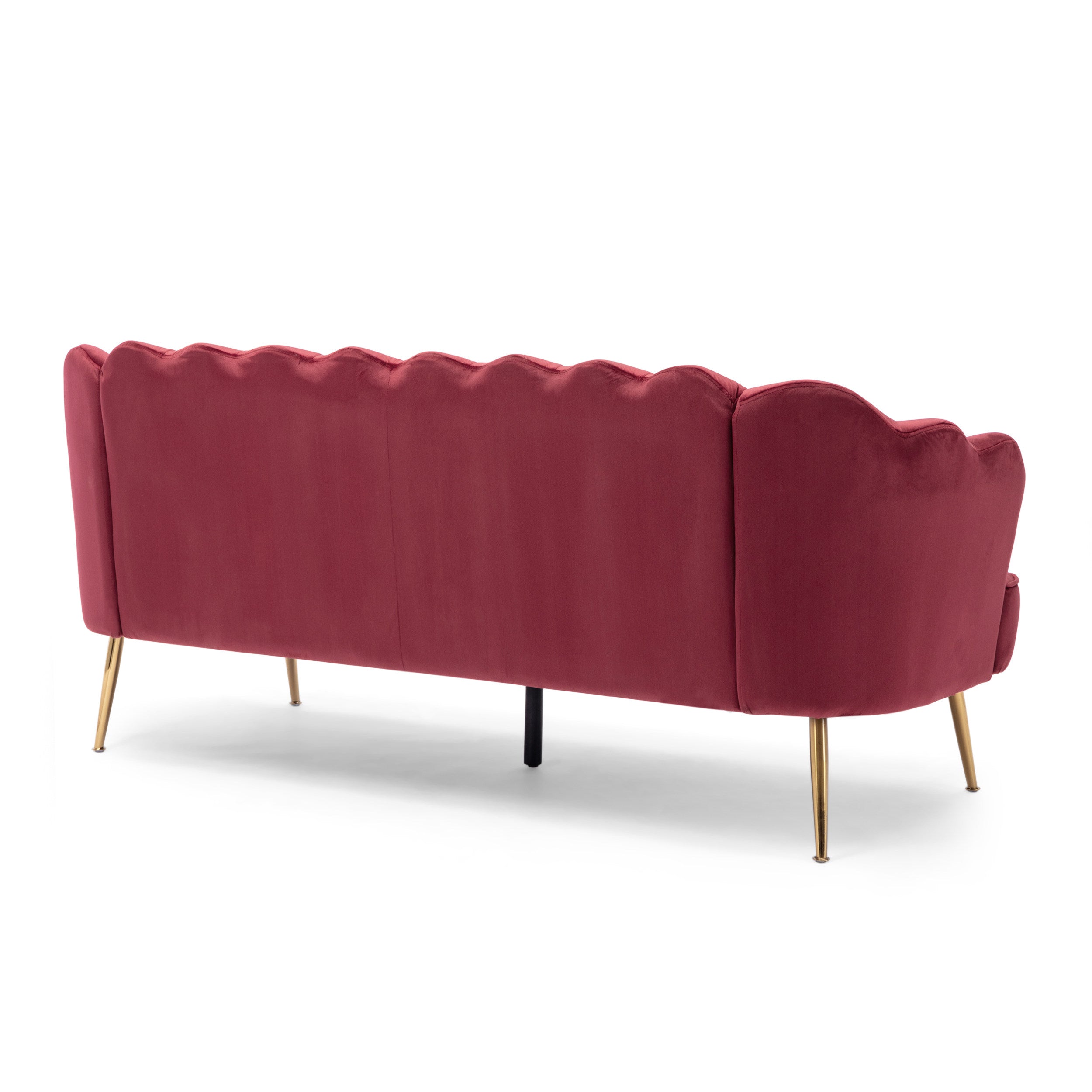 Ohnstad Modern Glam Velvet Channel Stitch 3 Seater Shell Sofa