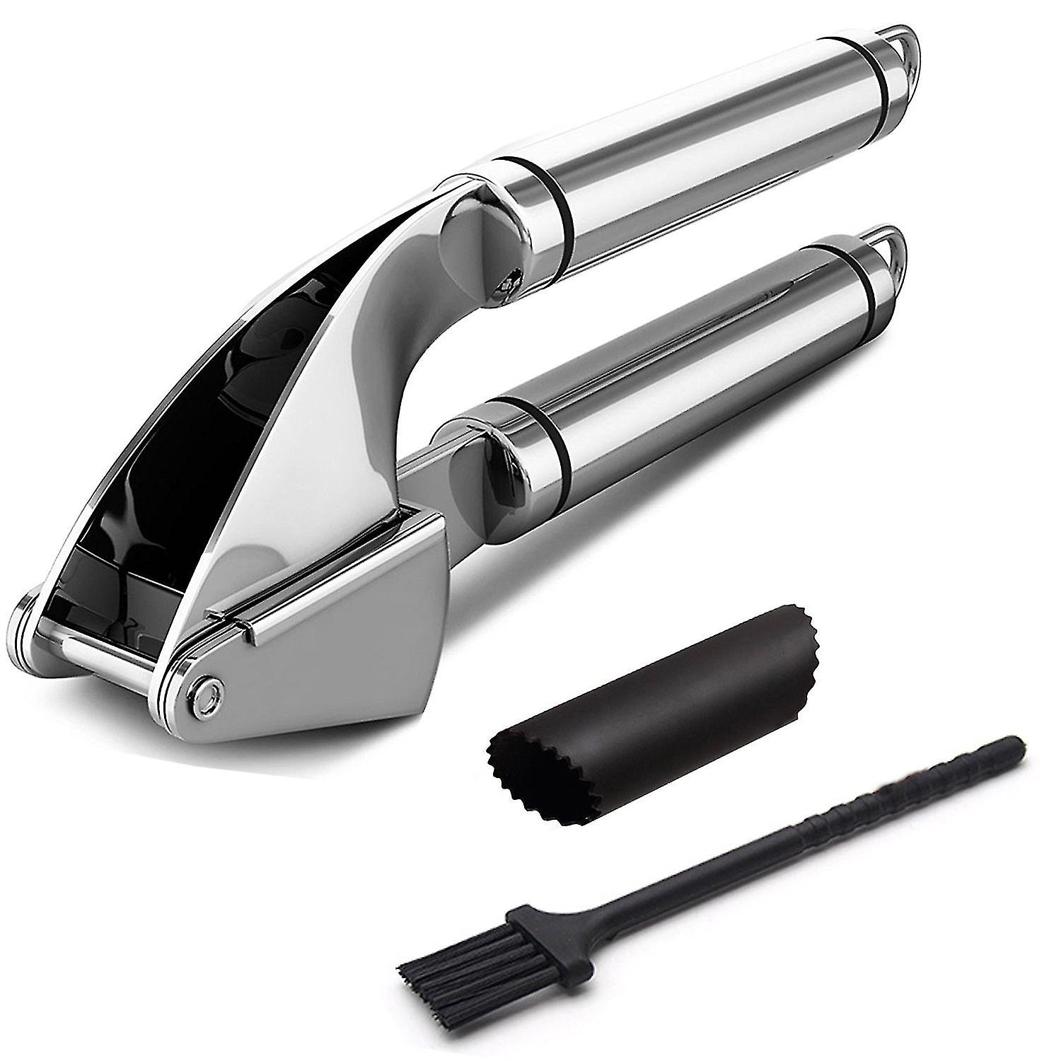 Garlic Press With Silic R Er And Cleaning Brush， Easy Squeeze