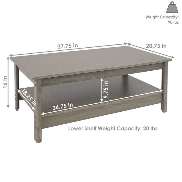 Classic Coffee Table with Lower Shelf - Thunder Gray