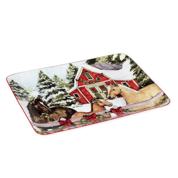 Certified International Homestead Christmas 16 x 12 Oval Serving Platter