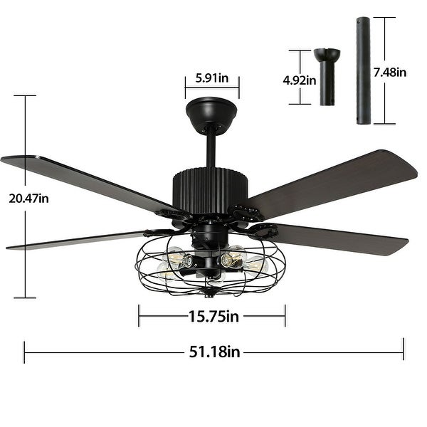 Depuley 52inch Caged Industrial Ceiling Fan with Lights Remote with Farmhouse 5 Reversible Plywood Blades - Caged  Shopping - The Best Deals on Ceiling Fans | 41460704