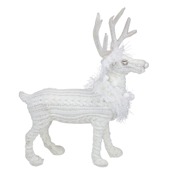 Cable Knit Sweater Standing Reindeer Christmas Figure