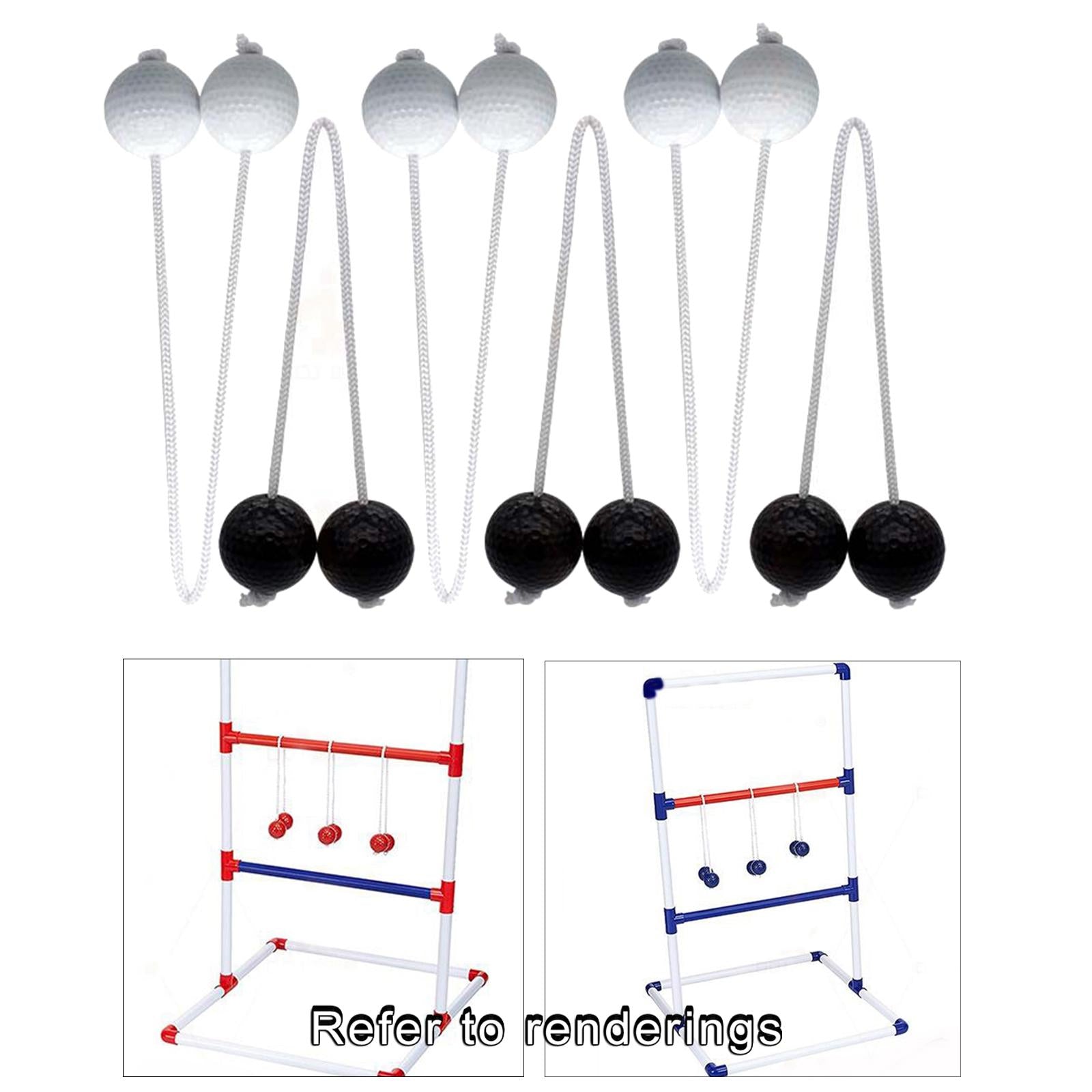 Ladder Balls， 6- Golf Throwing Ball Ladder Throwing Game Outdoor Lawn Yard Beach Game for Children， Adults， Families Black and White