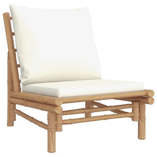 vidaXL Patio Bench with Cream White Cushions Bamboo