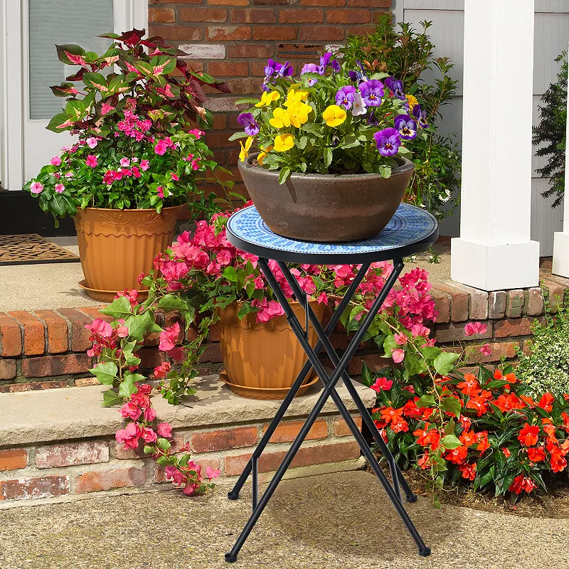 Round End Table with Ceramic Tile Top