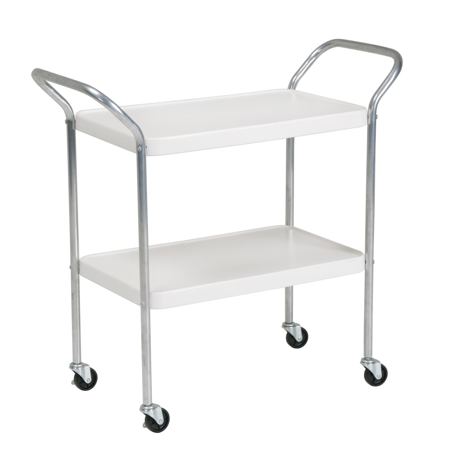 COSCO Stylaire 2 Tier Serving Cart， White and Silver