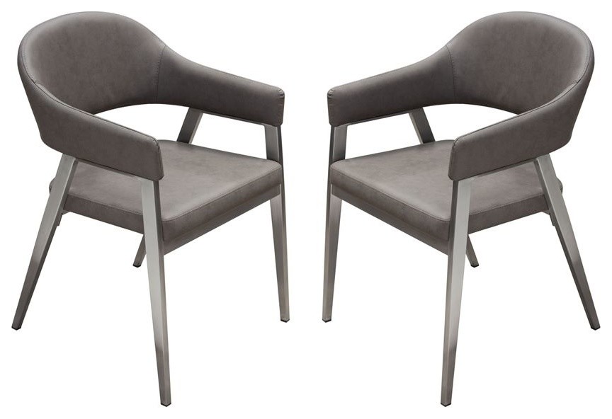 Diamond Sofa Adele Dining/Accent Chairs  Gray Leatherette  Set of 2   Midcentury   Dining Chairs   by Diamond Sofa  Houzz