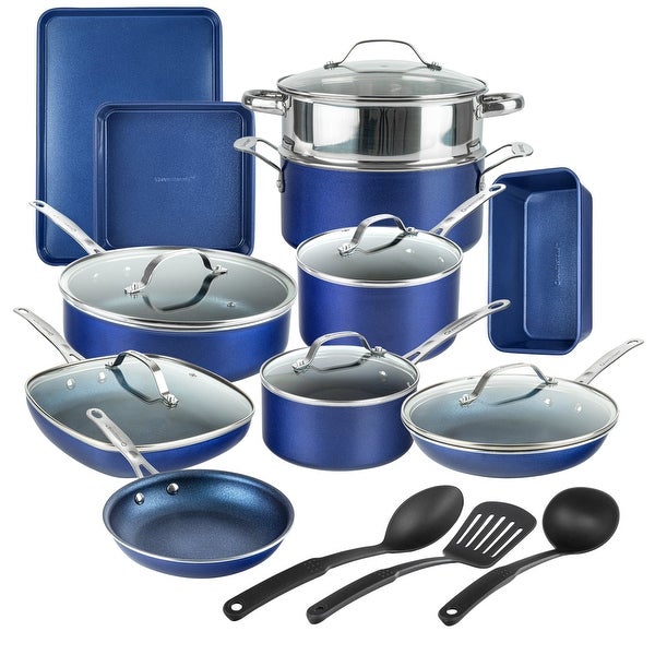 20 Piece Complete Cookware Bakeware Set with Ultra Non-stick 100% PFOA Free Coating-Includes Frying Pans， Saucepans， Stock Pots