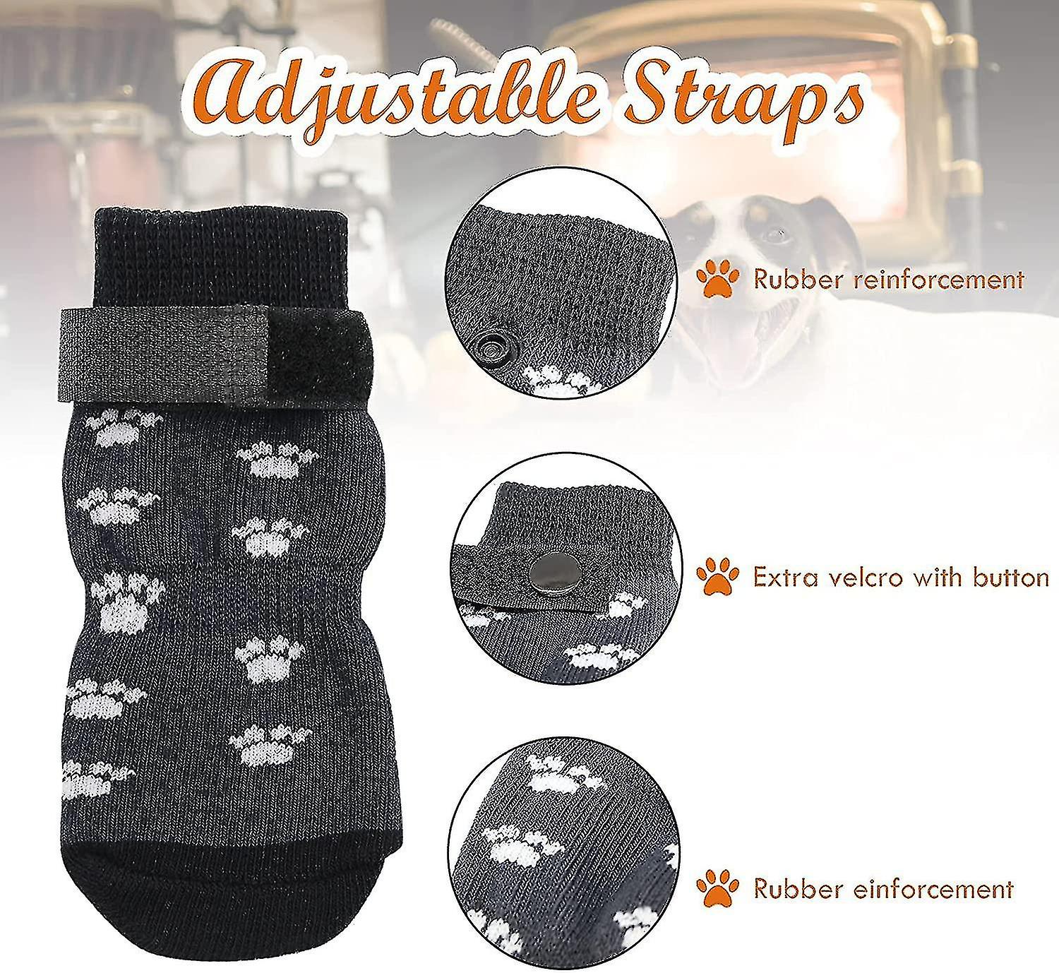 2 Pairs Anti Slip Dog Socks， Dog Grip Socks With Straps Traction Control For Indoor On Hardwood Floor Wear