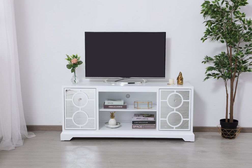 60 quotMirrored TV Stand   Transitional   Entertainment Centers And Tv Stands   by Elegant Furniture  ampLighting  Houzz