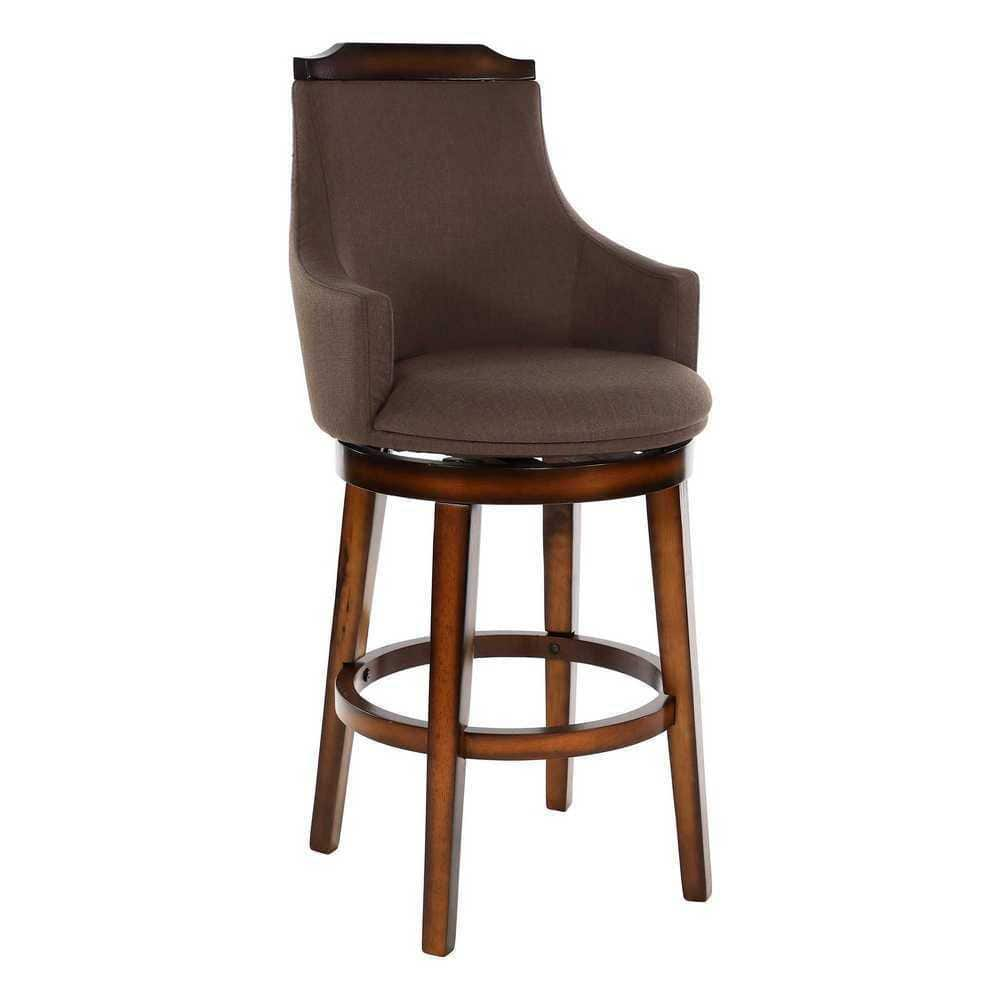 EVERGLADE HOME Toulon 45 in. Burnished Oak Full Back Wood Frame Swivel Pub Height Bar Stool with Fabric Seat (Set of 2) LX-5447-29FAS