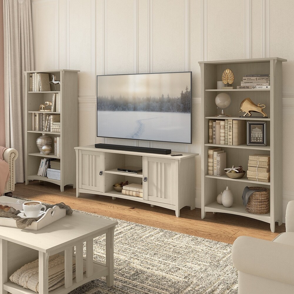 Salinas TV Stand for 70 Inch TV with Bookcases by Bush Furniture