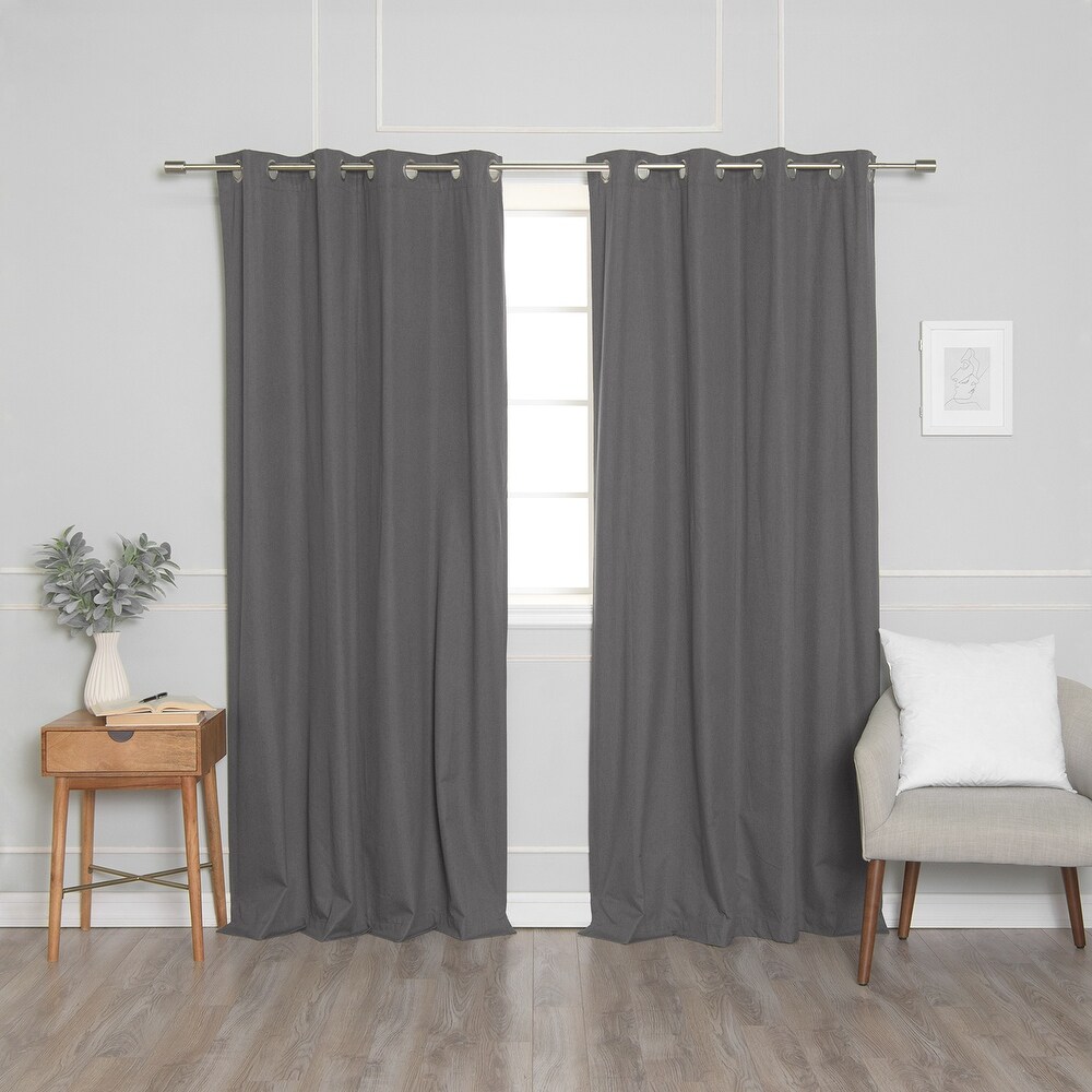 Aurora Home Linen Textured Grommet Thermal Total Blackout Curtain Pair