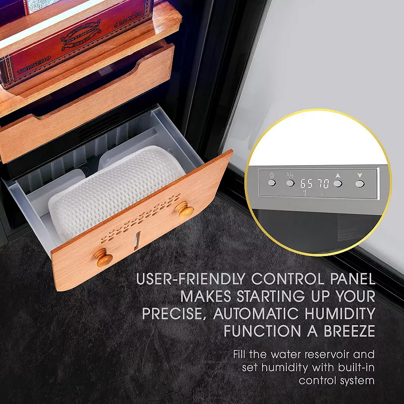 Schmécké 250 Cigar Humidor， Cigar Humidifier and Cigar Box with Cigar Hygrometer