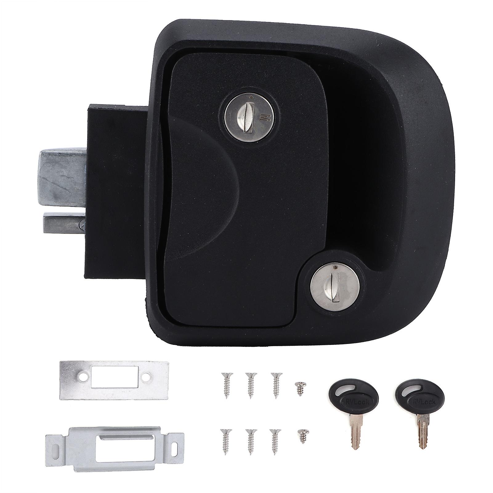 Camper Door Latch Zinc Alloy Black Powder Coating With 2 Keys For Large Vehicles