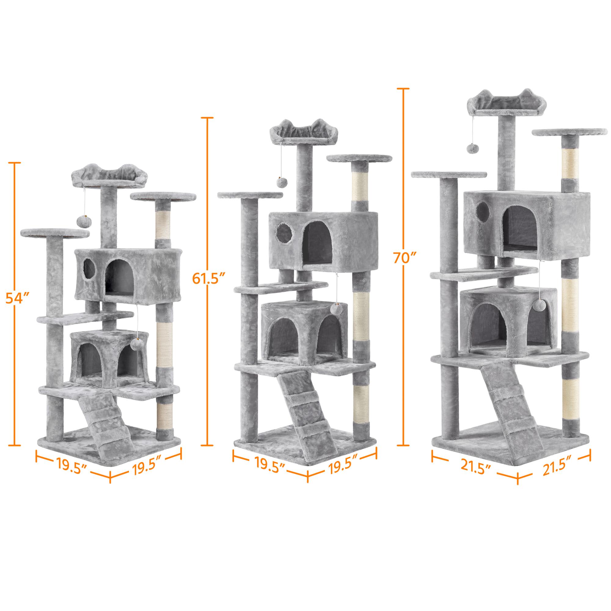 Topeakmart Light Gray Plush Cat Tree with 2 Condos， 70