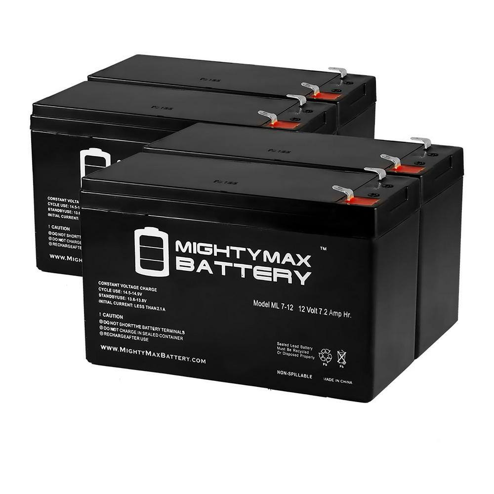 MIGHTY MAX BATTERY ML7-12 - 12V 7.2AH RITAR RT1270 HAZE Replacement Battery - 4 Pack MAX3428172