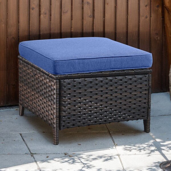 Wicker Rattan Ottoman Outdoor Patio Ottoman