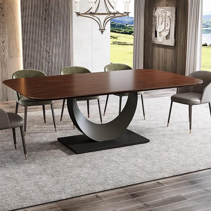 79 Sintered Stone Dining Table with Stainless Steel Pedestal for 8 people