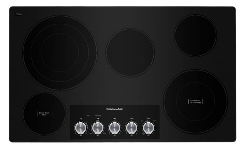 KitchenAid ADA 36 Black Electric Cooktop With 5 Elements And Knob Controls