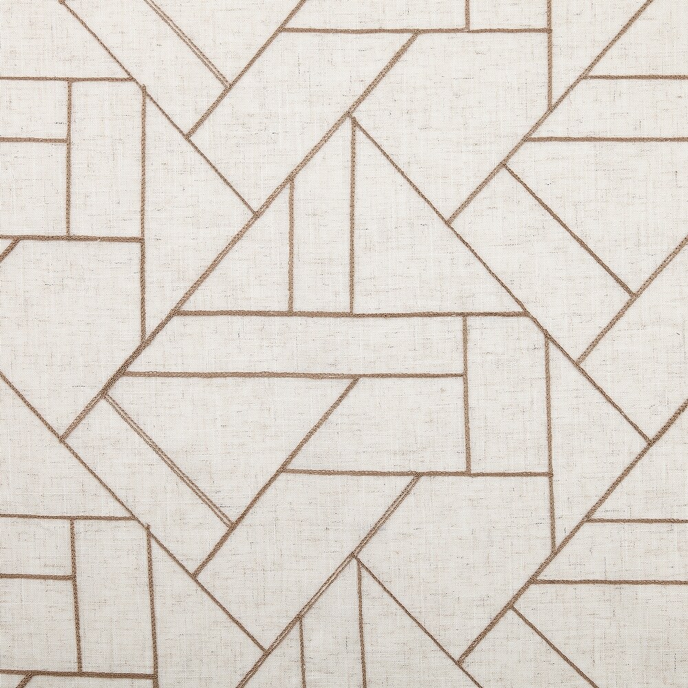 Archaeo Jigsaw Embroidery Linen Blend Curtain  Single Panel