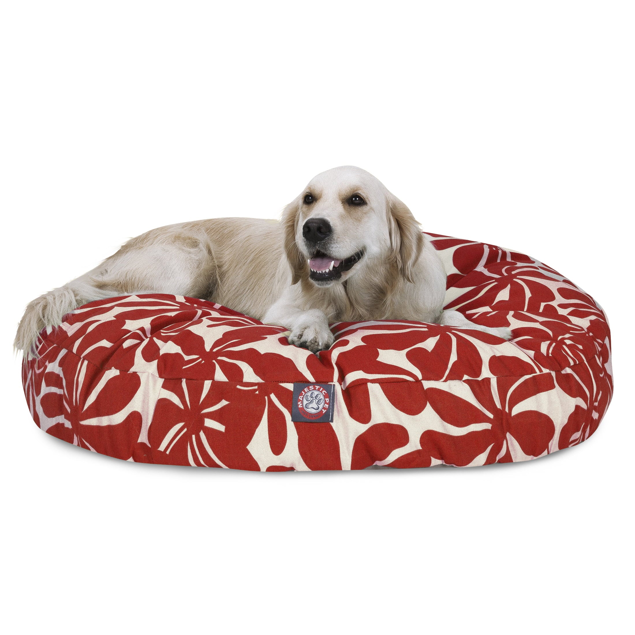 Majestic Pet | Plantation Round Pet Bed For Dogs， Removable Cover， Red， Large